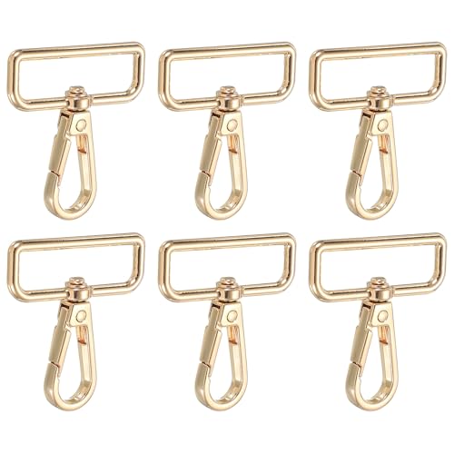 YELARXI Drehbare Karabinerhaken, Metall-D-Ring, Schlüsselband, Schlüsselband, Karabinerverschluss, Klaue, Push-Tor-Clip – passend für Geldbörsenherstellung, Nähen, Basteln, 6 Stück & 3,8 cm & Hellgold von YELARXI