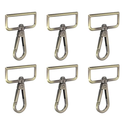 YELARXI Drehbare Karabinerhaken, Metall-D-Ring, Schlüsselband, Schlüsselband, Karabinerverschluss, Klaue, Push-Tor-Clip – passend für Geldbörsenherstellung, Nähen, Basteln, 6 Stück & 3,8 cm von YELARXI