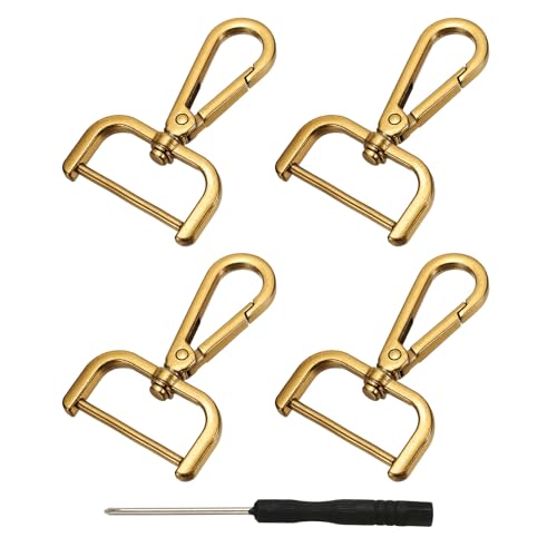 YELARXI Drehverschlüsse, 3,8 cm ID, abnehmbarer Karabinerhaken mit Schraubstange, D-Ring, Klauenverschluss mit Schraubendreher, passend für Schlüsselband, Tasche, Leder, Handwerk, Geldbörse, Hardware YELARXI Drehverschlüsse, 3,8 cm ID, abnehmbarer Karabinerhaken mit Schraubstange, D-Ring, Klauenverschluss mit Schraubendreher, passend für Schlüsselband, Tasche, Leder, Handwerk, Geldbörse, Hardware von YELARXI