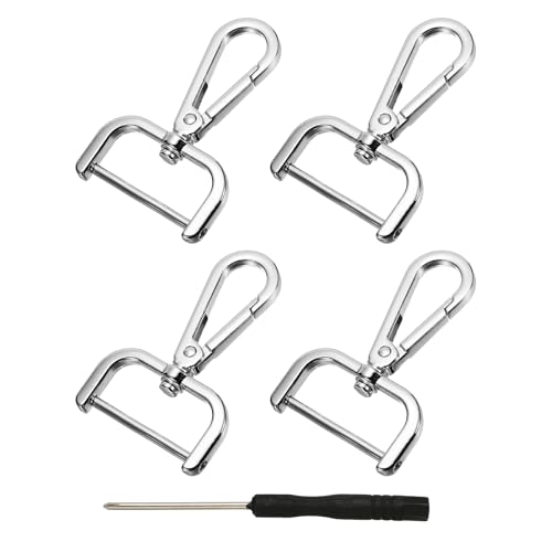 YELARXI Drehverschlüsse, 3,8 cm ID, abnehmbarer Karabinerhaken mit Schraubstange, D-Ring, Klauenverschluss mit Schraubendreher für Schlüsselband, Tasche, Leder, Handwerk, Geldbörse, Hardware von YELARXI