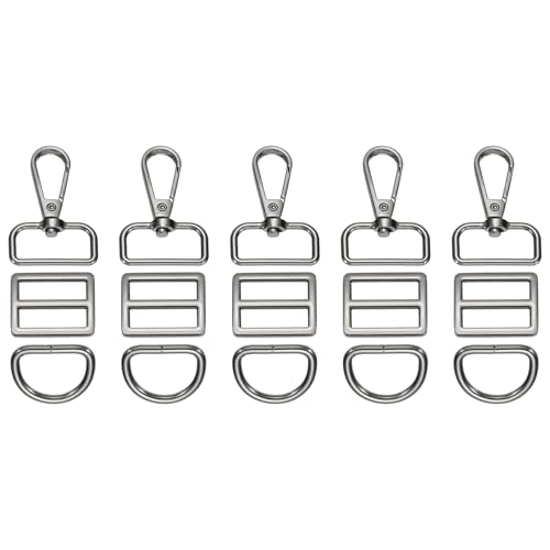 YELARXI Drehverschluss-Haken, Schlüsselanhänger-Clip, Metall, D-Ring-Clip, strapazierfähig, verstellbar, Tri-Glides, Schiebeschnallen, passend für Geldbörse, Hardware, Bastelarbeiten, 15 Stück, Grau YELARXI Drehverschluss-Haken, Schlüsselanhänger-Clip, Metall, D-Ring-Clip, strapazierfähig, verstellbar, Tri-Glides, Schiebeschnallen, passend für Geldbörse, Hardware, Bastelarbeiten, 15 Stück, Grau von YELARXI