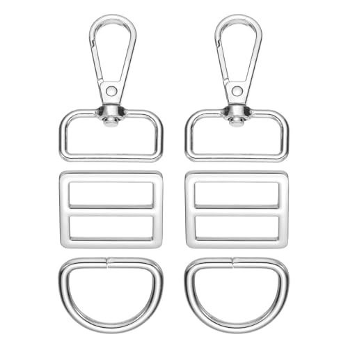 YELARXI Drehverschluss-Haken, Schlüsselanhänger-Clip, Metall, D-Ring-Clip, strapazierfähig, verstellbar, Tri-Glides, Schiebeschnallen, passend für Geldbörse, Hardware, Bastelarbeiten, 6 Stück, Silber YELARXI Drehverschluss-Haken, Schlüsselanhänger-Clip, Metall, D-Ring-Clip, strapazierfähig, verstellbar, Tri-Glides, Schiebeschnallen, passend für Geldbörse, Hardware, Bastelarbeiten, 6 Stück, Silber von YELARXI