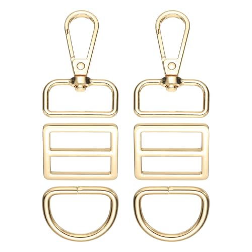 YELARXI Drehverschluss-Haken, Schlüsselanhänger-Clip, Metall, D-Ring-Clip, strapazierfähig, verstellbar, Tri-Glides, Schiebeschnallen, passend für Geldbörse, Hardware, Bastelarbeiten, Gold, Größe 1, 6 YELARXI Drehverschluss-Haken, Schlüsselanhänger-Clip, Metall, D-Ring-Clip, strapazierfähig, verstellbar, Tri-Glides, Schiebeschnallen, passend für Geldbörse, Hardware, Bastelarbeiten, Gold, Größe 1, 6 von YELARXI