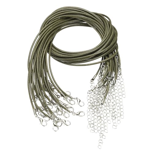 YELARXI Gewachste Halskettenschnur, Halskettenschnur, mit Verschluss für Anhänger, Armbänder, Schmuckherstellung, 2 mm, 43,2 cm, 20 Stück, Armeegrün YELARXI Gewachste Halskettenschnur, Halskettenschnur, mit Verschluss für Anhänger, Armbänder, Schmuckherstellung, 2 mm, 43,2 cm, 20 Stück, Armeegrün von YELARXI