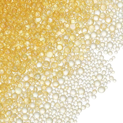 YELARXI Glasblasen-Perlen, winzige, schillernde Perlen, kein Loch, Mini-Glasblasen, geeignet für DIY Handwerk, Nagelkunst, Schmuckherstellung, 1–3 mm, 100 g, Dunkelgelb von YELARXI