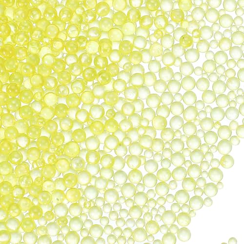 YELARXI Glasblasen-Perlen, winzige, schillernde Perlen, kein Loch, Mini-Glasblasen, geeignet für DIY Handwerk, Nagelkunst, Schmuckherstellung, 1–3 mm, 100 g, Gelb von YELARXI