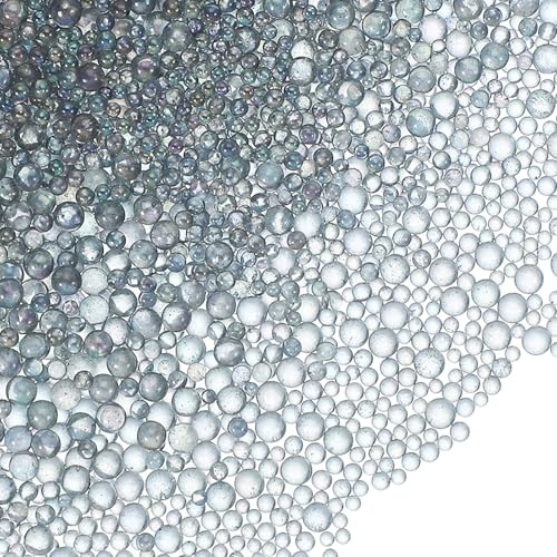 YELARXI Glasblasen-Perlen, winzige, schillernde Perlen, kein Loch, Mini-Glasblasen, geeignet für DIY Handwerk, Nagelkunst, Schmuckherstellung, 1–3 mm, 100 g, Grau von YELARXI