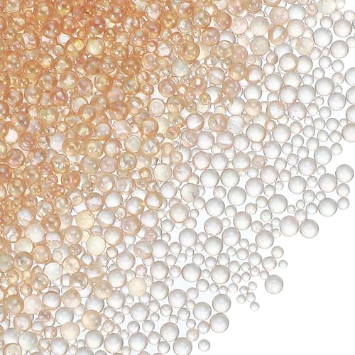 YELARXI Glasblasen-Perlen, winzige, schillernde Perlen, kein Loch, Mini-Glasblasen, geeignet für DIY Handwerk, Nagelkunst, Schmuckherstellung, 1–3 mm, 100 g, Hellorange von YELARXI