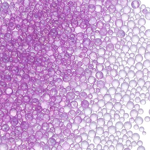YELARXI Glasblasen-Perlen, winzige, schillernde Perlen, kein Loch, Mini-Glasblasen, geeignet für DIY Handwerk, Nagelkunst, Schmuckherstellung, 1–3 mm, 100 g, Hellviolett von YELARXI