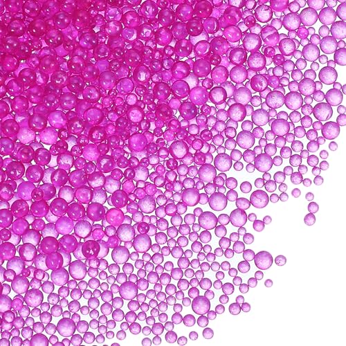 YELARXI Glasblasen-Perlen, winzige, schillernde Perlen, kein Loch, Mini-Glasblasen, geeignet für DIY Handwerk, Nagelkunst, Schmuckherstellung, 1–3 mm, 100 g, Rosarot von YELARXI