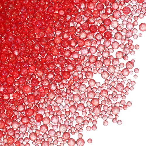 YELARXI Glasblasen-Perlen, winzige, schillernde Perlen, kein Loch, Mini-Glasblasen, geeignet für DIY Handwerk, Nagelkunst, Schmuckherstellung, 1–3 mm, 100 g, Rot von YELARXI