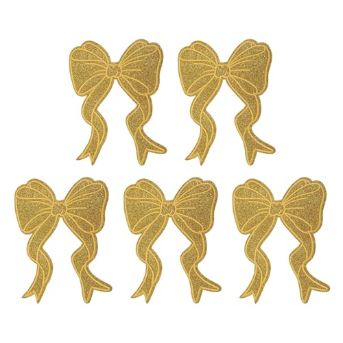 YELARXI Glitzer-Schleife, zum Aufbügeln, Pailletten, bestickte Applikation, passend für Damen, Kleidung, Jacken, Hüte, Rucksäcke, 5 Stück, goldfarben YELARXI Glitzer-Schleife, zum Aufbügeln, Pailletten, bestickte Applikation, passend für Damen, Kleidung, Jacken, Hüte, Rucksäcke, 5 Stück, goldfarben von YELARXI