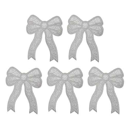 YELARXI Glitzer-Schleife, zum Aufbügeln, Pailletten, zum Aufnähen auf Schleifen, bestickte Applikation, passend für Jeans, Jacken, Frauen, Kleidung, Hüte, Rucksäcke, 5 Stück, Silbergrau YELARXI Glitzer-Schleife, zum Aufbügeln, Pailletten, zum Aufnähen auf Schleifen, bestickte Applikation, passend für Jeans, Jacken, Frauen, Kleidung, Hüte, Rucksäcke, 5 Stück, Silbergrau von YELARXI