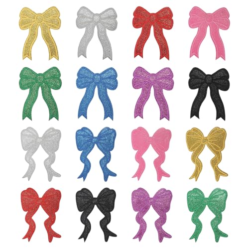 YELARXI Glitzer-Schleifen-Aufnäher zum Aufbügeln, Pailletten, bestickte Applikation, passend für Jeans, Jacken, Frauen, Kleidung, Hüte, Rucksäcke, 16 Stück, mehrfarbig YELARXI Glitzer-Schleifen-Aufnäher zum Aufbügeln, Pailletten, bestickte Applikation, passend für Jeans, Jacken, Frauen, Kleidung, Hüte, Rucksäcke, 16 Stück, mehrfarbig von YELARXI
