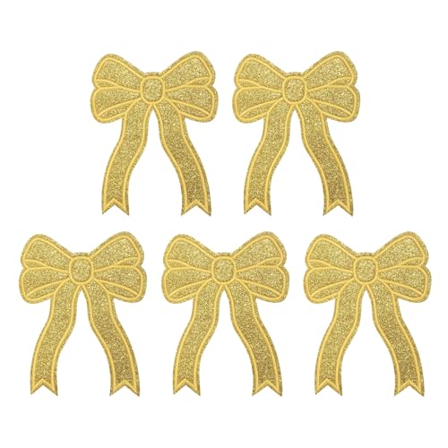YELARXI Glitzer-Schleifen-Aufnäher zum Aufbügeln, Pailletten, bestickte Applikation, passend für Jeans, Jacken, Frauen, Kleidung, Hüte, Rucksäcke, 5 Stück, goldfarben YELARXI Glitzer-Schleifen-Aufnäher zum Aufbügeln, Pailletten, bestickte Applikation, passend für Jeans, Jacken, Frauen, Kleidung, Hüte, Rucksäcke, 5 Stück, goldfarben von YELARXI