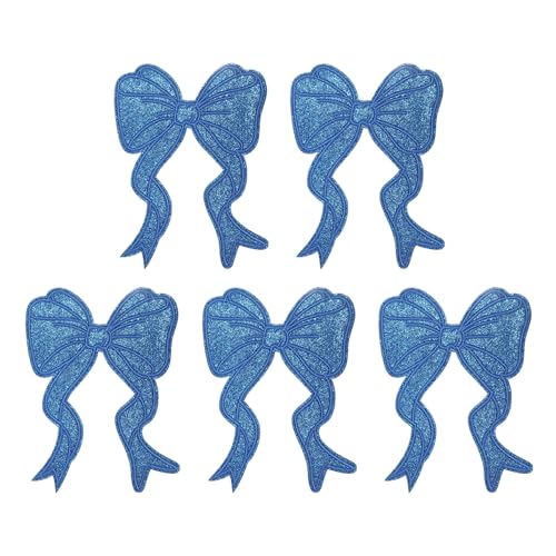YELARXI Glitzer-Schleifen-Aufnäher zum Aufbügeln mit Pailletten, bestickte Applikation, passend für Damen, Kleidung, Jacken, Hüte, Rucksäcke, 5 Stück, Blau YELARXI Glitzer-Schleifen-Aufnäher zum Aufbügeln mit Pailletten, bestickte Applikation, passend für Damen, Kleidung, Jacken, Hüte, Rucksäcke, 5 Stück, Blau von YELARXI