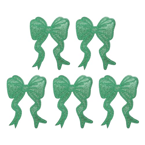 YELARXI Glitzer-Schleifen-Aufnäher zum Aufbügeln mit Pailletten, bestickte Applikation, passend für Damen, Kleidung, Jacken, Hüte, Rucksäcke, 5 Stück, Grün YELARXI Glitzer-Schleifen-Aufnäher zum Aufbügeln mit Pailletten, bestickte Applikation, passend für Damen, Kleidung, Jacken, Hüte, Rucksäcke, 5 Stück, Grün von YELARXI
