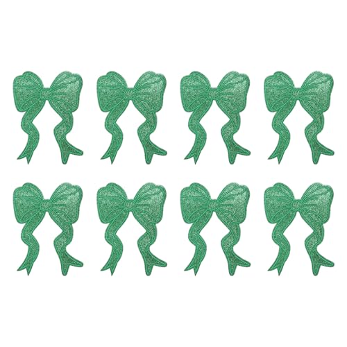 YELARXI Glitzer-Schleifen-Aufnäher zum Aufbügeln mit Pailletten, bestickte Applikation, passend für Damen, Kleidung, Jacken, Hüte, Rucksäcke, 8 Stück, Grün von YELARXI