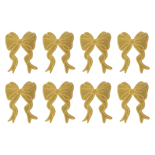 YELARXI Glitzer-Schleifen-Aufnäher zum Aufbügeln mit Pailletten, bestickte Applikation, passend für Damen, Kleidung, Jacken, Hüte, Rucksäcke, 8 Stück, goldfarben YELARXI Glitzer-Schleifen-Aufnäher zum Aufbügeln mit Pailletten, bestickte Applikation, passend für Damen, Kleidung, Jacken, Hüte, Rucksäcke, 8 Stück, goldfarben von YELARXI