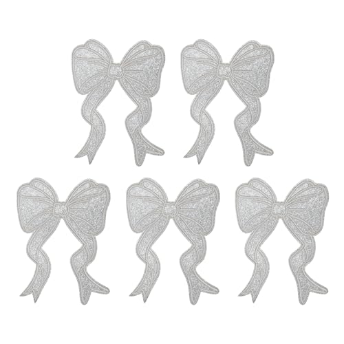 YELARXI Glitzer-Schleifen-Aufnäher zum Aufbügeln mit Pailletten, bestickte Applikation, passend für Frauen, Kleidung, Jacken, Hüte, Rucksäcke, 5 Stück, Silbergrau YELARXI Glitzer-Schleifen-Aufnäher zum Aufbügeln mit Pailletten, bestickte Applikation, passend für Frauen, Kleidung, Jacken, Hüte, Rucksäcke, 5 Stück, Silbergrau von YELARXI