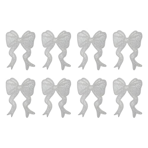 YELARXI Glitzer-Schleifen-Aufnäher zum Aufbügeln mit Pailletten, bestickte Applikation, passend für Frauen, Kleidung, Jacken, Hüte, Rucksäcke, 8 Stück, Silbergrau YELARXI Glitzer-Schleifen-Aufnäher zum Aufbügeln mit Pailletten, bestickte Applikation, passend für Frauen, Kleidung, Jacken, Hüte, Rucksäcke, 8 Stück, Silbergrau von YELARXI