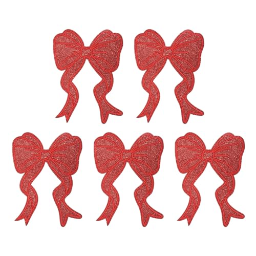 YELARXI Glitzerschleife zum Aufbügeln mit Pailletten, bestickte Applikation, passend für Damen, Kleidung, Jacken, Hüte, Rucksäcke, 5 Stück, Rot YELARXI Glitzerschleife zum Aufbügeln mit Pailletten, bestickte Applikation, passend für Damen, Kleidung, Jacken, Hüte, Rucksäcke, 5 Stück, Rot von YELARXI