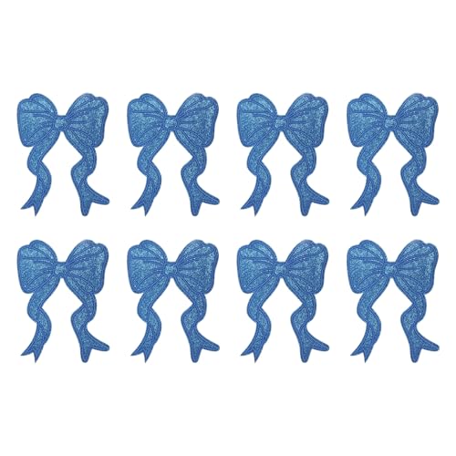 YELARXI Glitzerschleife zum Aufbügeln mit Pailletten, bestickte Applikation, passend für Damen, Kleidung, Jacken, Hüte, Rucksäcke, 8 Stück, Blau YELARXI Glitzerschleife zum Aufbügeln mit Pailletten, bestickte Applikation, passend für Damen, Kleidung, Jacken, Hüte, Rucksäcke, 8 Stück, Blau von YELARXI