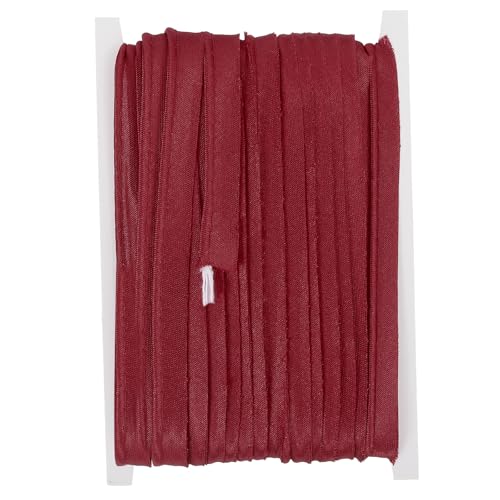 YELARXI Maxi-Schrägband, 20 Meter Paspelborte mit Kordel, Satin-Bindung, Lippenkordel zum Nähen von Kleidungsstücken, Gurtband, Trimmen, Basteln, Dekorieren – (dunkelrot) von YELARXI
