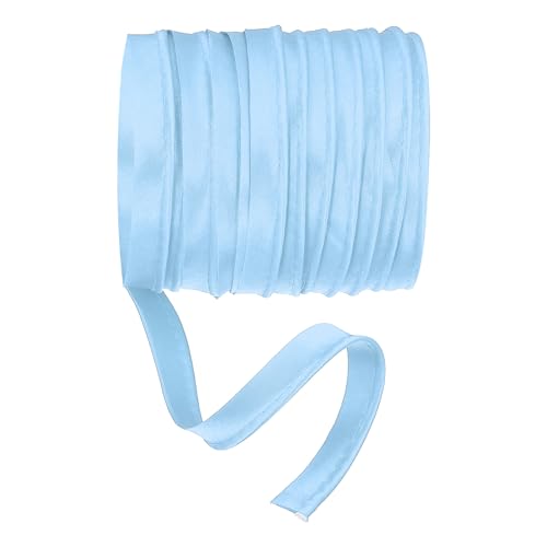 YELARXI Maxi-Schrägband, 4,5 m Paspelborte mit Kordel, Satin-Bindung, Lippenkordel zum Nähen von Kleidungsstücken, Gurtband, Trimmen, Basteln, Dekorieren – (Hellblau) von YELARXI