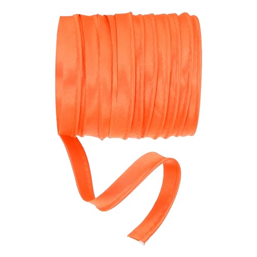 YELARXI Maxi-Schrägband, 4,5 m Paspelborte mit Kordel, Satin-Bindung, Lippenkordel zum Nähen von Kleidungsstücken, Gurtband, Trimmen, Basteln, Dekorieren – (Orange) von YELARXI