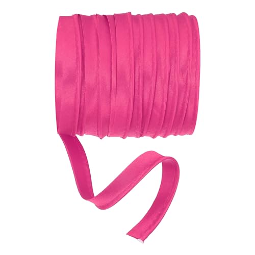 YELARXI Maxi-Schrägband, 4,5 m Paspelborte mit Kordel, Satin-Bindung, Lippenkordel zum Nähen von Kleidungsstücken, Gurtband, Trimmen, Basteln, Dekorieren – (Rosarot) von YELARXI