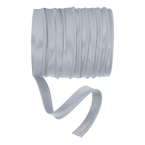 YELARXI Maxi-Schrägband, 4,5 m Paspelborte mit Kordel, Satin-Bindung, Lippenkordel zum Nähen von Kleidungsstücken, Gurtband, Trimmen, Basteln, Dekorieren – (grau) von YELARXI
