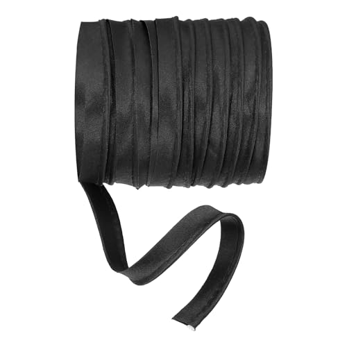 YELARXI Maxi-Schrägband, 4,5 m Paspelborte mit Kordel, Satin-Bindung, Lippenkordel zum Nähen von Kleidungsstücken, Gurtband, Trimmen, Basteln, Dekorieren – (schwarz) von YELARXI