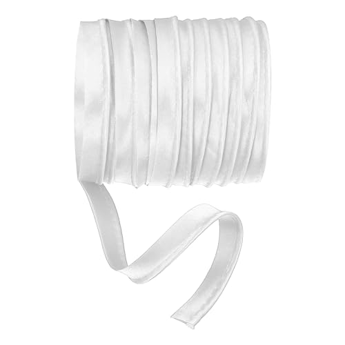 YELARXI Maxi-Schrägband, 4,5 m Paspelborte mit Kordel, Satin-Bindung, Lippenkordel zum Nähen von Kleidungsstücken, Gurtband, Trimmen, Basteln, Dekorieren – (weiß) von YELARXI