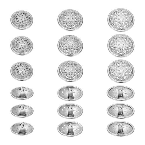 YELARXI Metallknöpfe, rund, hohl, Retro-Stil, Hohlschaft, Nähknöpfe, passend für (Männer – Frauen – Mantel – Hemd – Anzug – Hosen – Nähen Handwerk) 15/20/25 mm & 18 Stück & Hellweiß von YELARXI