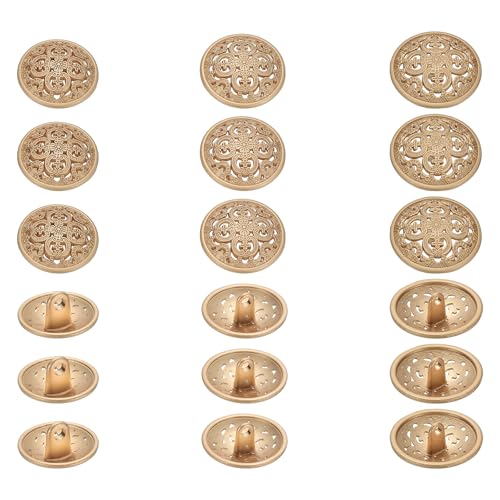 YELARXI Metallknöpfe, rund, hohl, Retro-Stil, Hohlschaft, Nähknöpfe, passend für (Männer – Frauen – Mantel – Hemd – Anzug – Hosen – Nähen Handwerk) 15/20/25 mm & 18 Stück & Mattgold von YELARXI