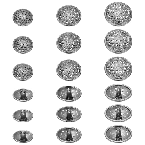 YELARXI Metallknöpfe, rund, hohl, Retro-Stil, Hohlschaft, Nähknöpfe, passend für (Männer – Frauen – Mantel – Hemd – Anzug – Hosen – Nähen Handwerk) 15/20/25 mm & 18 Stück & Schwarz von YELARXI