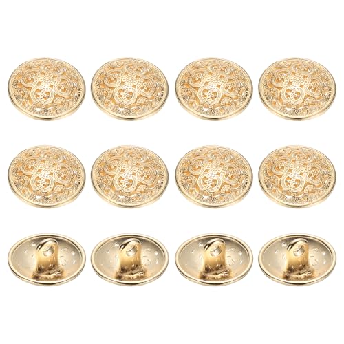 YELARXI Metallknöpfe, rund, hohl, Retro-Stil, Hohlschaft, Nähknöpfe, passend für (Männer – Frauen – Mantel – Hemd – Anzug – Hosen – Nähen Handwerk) 15 mm & 12 Stück & Roségold von YELARXI