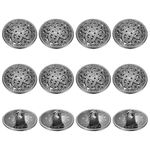 YELARXI Metallknöpfe, rund, hohl, Retro-Stil, Hohlschaft, Nähknöpfe, passend für (Männer – Frauen – Mantel – Hemd – Anzug – Hosen – Nähen Handwerk) 15 mm & 12 Stück & Schwarz von YELARXI
