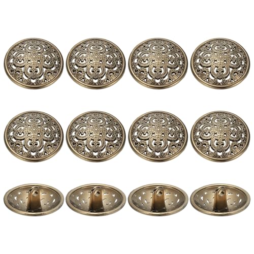 YELARXI Metallknöpfe, rund, hohl, Retro-Stil, Hohlschaft, Nähknöpfe, passend für (Männer – Frauen – Mantel – Hemd – Anzug – Hosen – Nähen Handwerk) 23 mm & 12 Stück & Dunkelgold von YELARXI