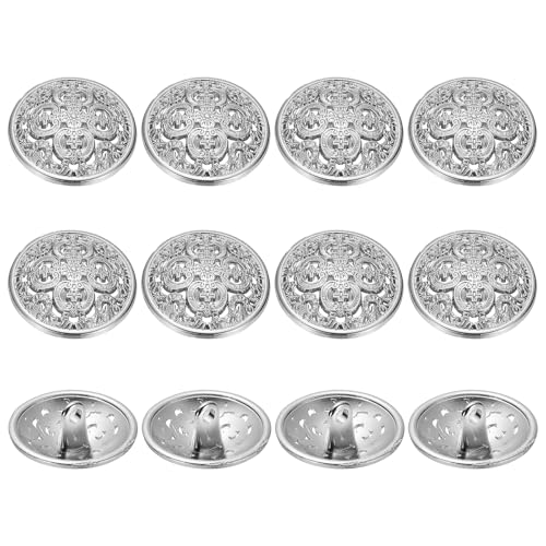YELARXI Metallknöpfe, rund, hohl, Retro-Stil, Hohlschaft, Nähknöpfe, passend für Männer und Frauen, Mantel, Hemd, Anzug, Hose, Näharbeiten, Handwerk, 23 mm, 12 Stück, hellweiß von YELARXI