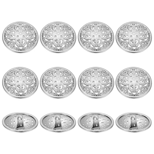 YELARXI Metallknöpfe, rund, hohl, Retro-Stil, Hohlschaft, Nähknöpfe, passend für Männer und Frauen, Mantel, Hemd, Anzug, Hose, Näharbeiten, Handwerk, 28 mm, 12 Stück, hellweiß von YELARXI