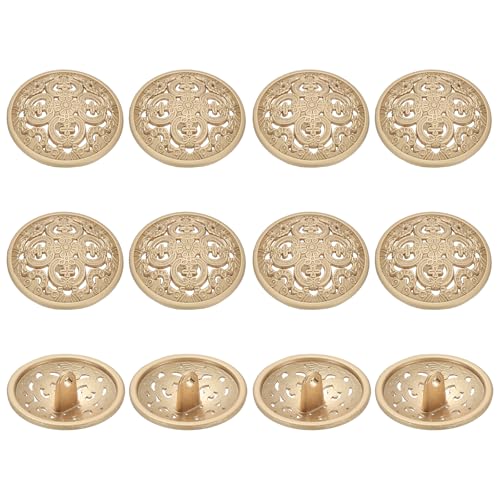 YELARXI Metallknöpfe, rund, hohl, Retro-Stil, Hohlschaft, Nähknöpfe, passend für Männer und Frauen, Mantel, Hemd, Anzug, Hose, Näharbeiten, Handwerk, 28 mm & 12 Stück, mattgold von YELARXI