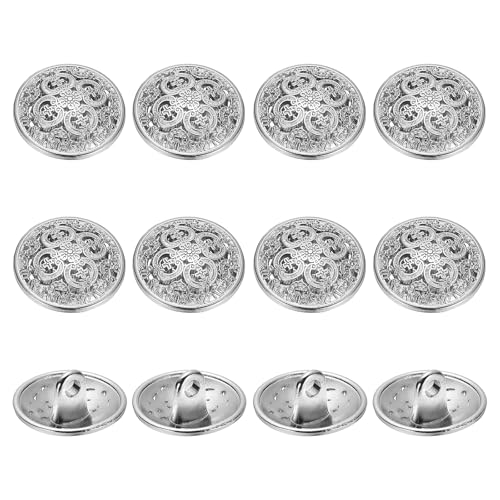 YELARXI Metallknöpfe, rund, hohl, Retro-Stil, hohler Schaft, Nähknöpfe, passend für (Männer – Frauen – Mantel – Hemd – Anzug – Hosen – Nähen Handwerk) 15 mm & 12 Stück & Hellweiß von YELARXI