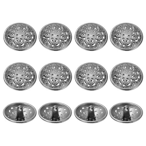 YELARXI Metallknöpfe, rund, hohl, Retro-Stil, hohler Schaft, Nähknöpfe, passend für (Männer – Frauen – Mantel – Hemd – Anzug – Hosen – Nähen Handwerk) 20 mm & 12 Stück & Schwarz von YELARXI