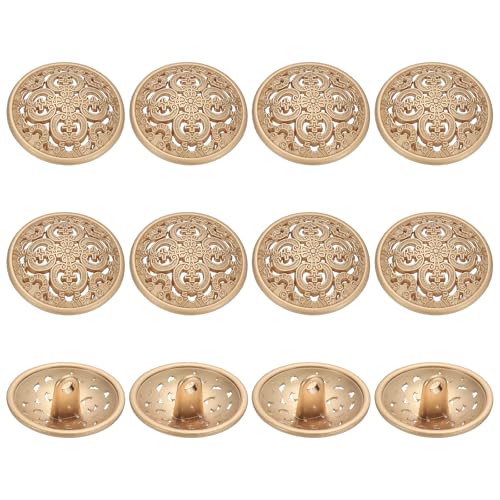 YELARXI Metallknöpfe, rund, hohl, Retro-Stil, hohler Schaft, Nähknöpfe, passend für (Männer – Frauen – Mantel – Hemd – Anzug – Hosen – Nähen Handwerk) 23 mm & 12 Stück & Mattgold von YELARXI