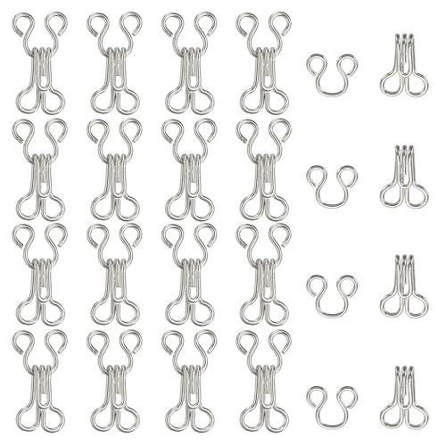 YELARXI Nähhaken und Ösen, 15 mm, verdeckte Hakenöse, Nähverschluss, Druckknöpfe, passend für BH-Kleidung, Ersatzhosen, Röcke, Kleidung, DIY Handwerk (100 Stück, Silber) von YELARXI