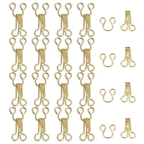 YELARXI Nähhaken und Ösen, 18 mm, verdeckte Hakenöse, Nähverschluss, Druckknöpfe, passend für BH-Kleidung, Ersatzhosen, Röcke, Kleidung, DIY Handwerk (100 Stück, Gold) von YELARXI