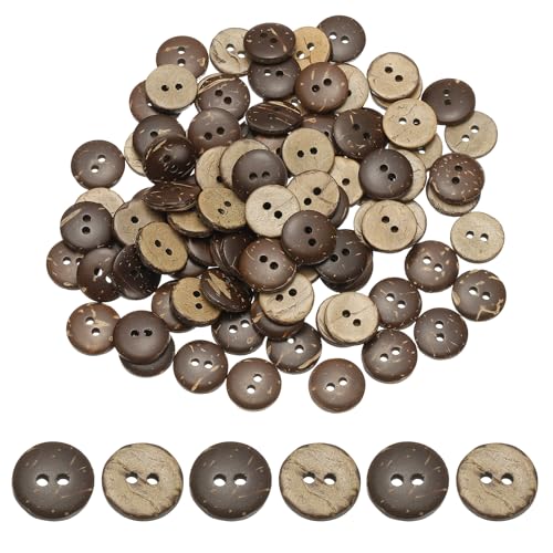 YELARXI Natürliche Kokosnussschalen-Knöpfe, 2 Löcher, Holzknöpfe – passend für (Nähen, Basteln, Dekorationen, Hemdkleidung) 100 Stück & 11,5 mm & Braun von YELARXI
