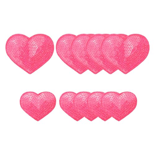 YELARXI Pailletten-Herz-Aufnäher zum Aufbügeln, bestickt, zum Aufnähen und Aufnähen, für DIY-Schuhe, Hüte, Rucksäcke, Kleidung, Reparatur – (10 Stück, Rose, 2 Größen) von YELARXI